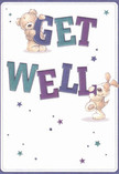 Brimming with playful optimism, this get well card encapsulates the heartfelt warmth so familiar to the Harold Wood area. Two endearing characters-a sweet teddy bear and a floppy-eared puppy-spring into action, joyfully supporting the colourful letters that spell out 'Get Well.' Indigo and teal hues enliven the text, set against a soothing cream background reminiscent of Harold Wood's peaceful garden moments. Sprinkled across the scene are cheerful stars in varying shades of purple and blue, adding a touch of whimsical hope, much like lights twinkling across local high streets in the early evening. The illustrated textures of the bear's fur and the puppy's ears evoke softness and comfort, inviting the kind of tactile reassurance one cherishes during recovery. This card is more than a simple greeting-it's a bundle of care and encouragement, just like a thoughtfully arranged bouquet from Flower Delivery Harold Wood. Designed to bring light and positivity, it delivers a touch of community spirit straight to the recipient's heart, carrying warm wishes from Harold Wood's vibrant neighbourhood.